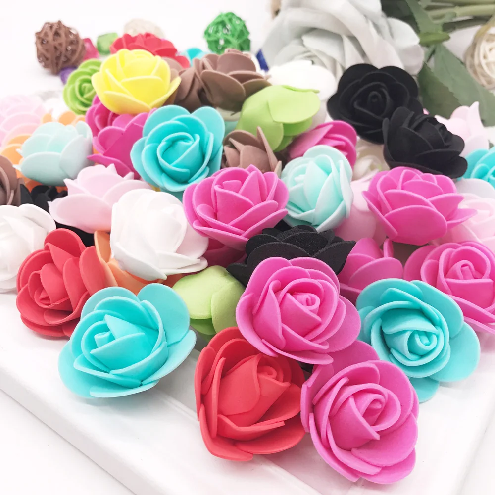 Mini Craft Wreath Flower Head Valentine's Day Bear Foam Rose Flower Party Supplies Wedding Decoration Artificial Flowers