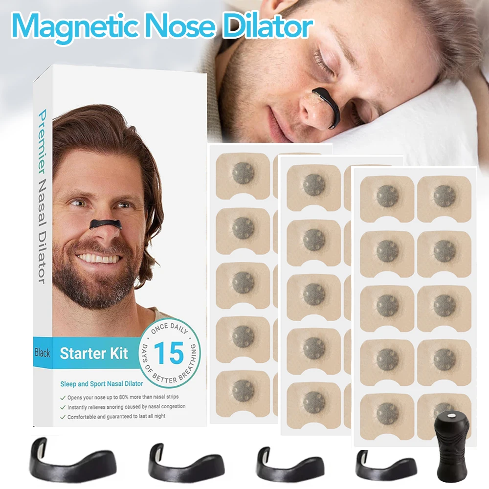 15Days/Box Magnetic Nasal Dilator Anti Snoring Nose Strips,Boost Oxygen Intake,Sleep Nasal Breathing Dilators Starter Kit