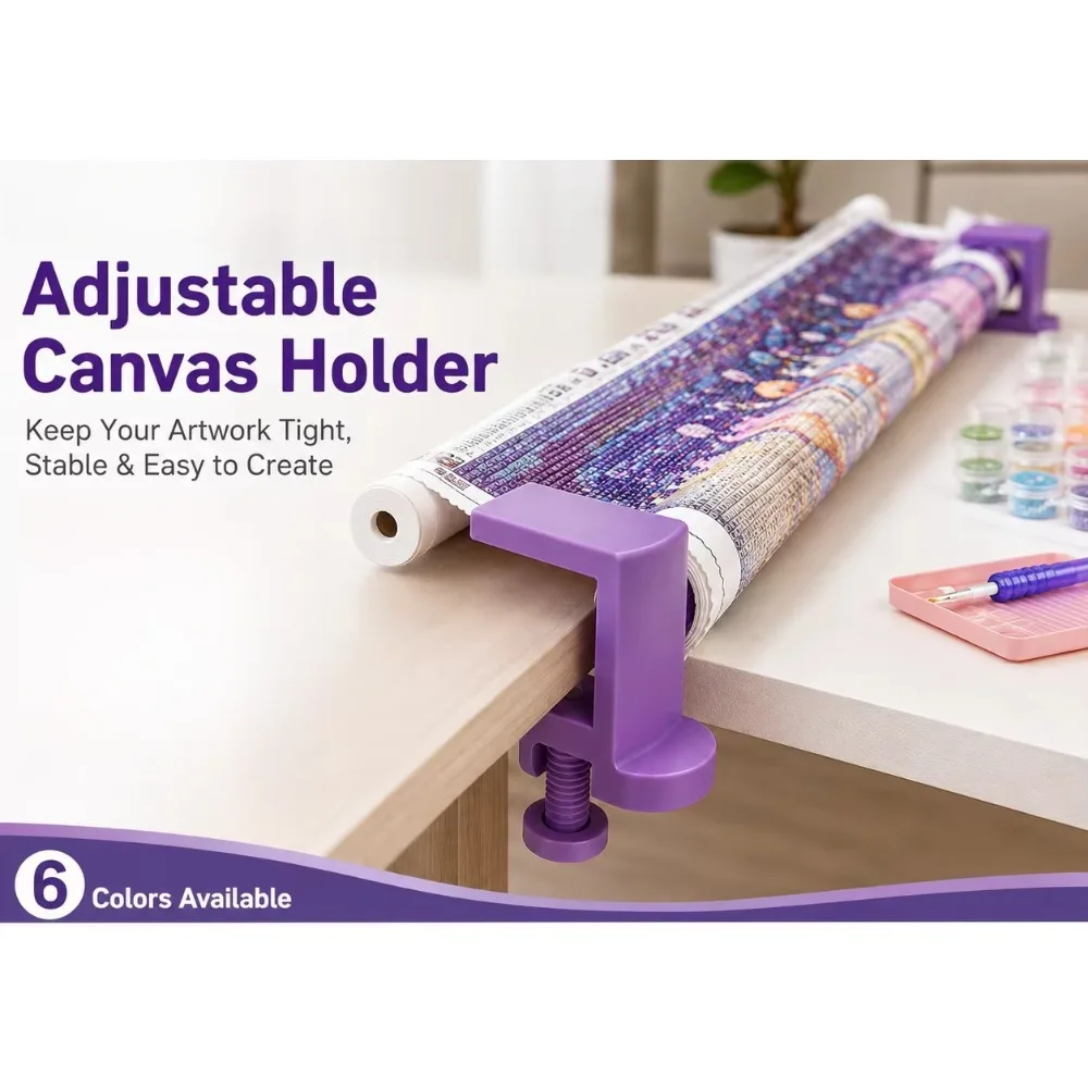 1Pair Adjustable Canvas Roll Holder, Table Mount Canvas Tensioner Clamp with Balanced Supports