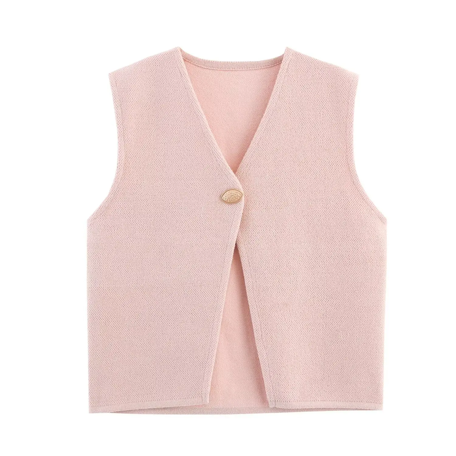 Chaleco de punto a la moda con diseño de un solo botón, sencillo pero elegante, recién llegado de otoño de comercio