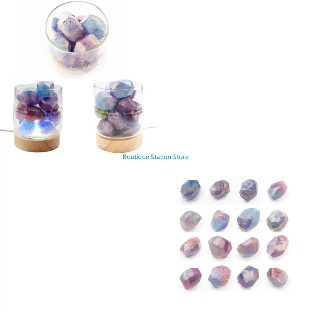 Y55F 2 Styles Irregular Geometric Section Crystal Ore Epoxy Resin Mold Stones Ornaments Making Silicone Mould DIY Crafts Home