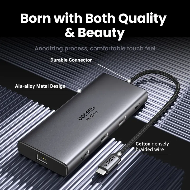 UGREEN USB-C HUB to 4K60Hz HDMI RJ45 Gigabit PD100W SD&TF USB3.2 10Gbps Splitter for MacBook Laptop Accessories Docking Station - 6