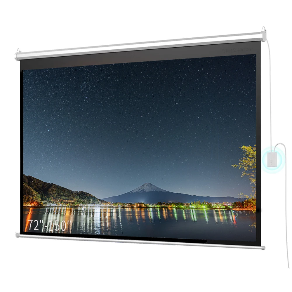 

Automatic Pull Down Beamer Projector Screens Canvas Fabric 72-150 Inch 3D Cinema Electric Projection Screen For School Office