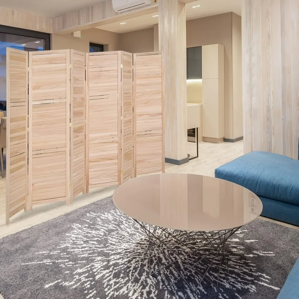 

Wood Room Divider Privacy Screen, 5.9 Ft Tall Folding Partition Wall Divider, Indoor Freestanding Hinged Space Separator