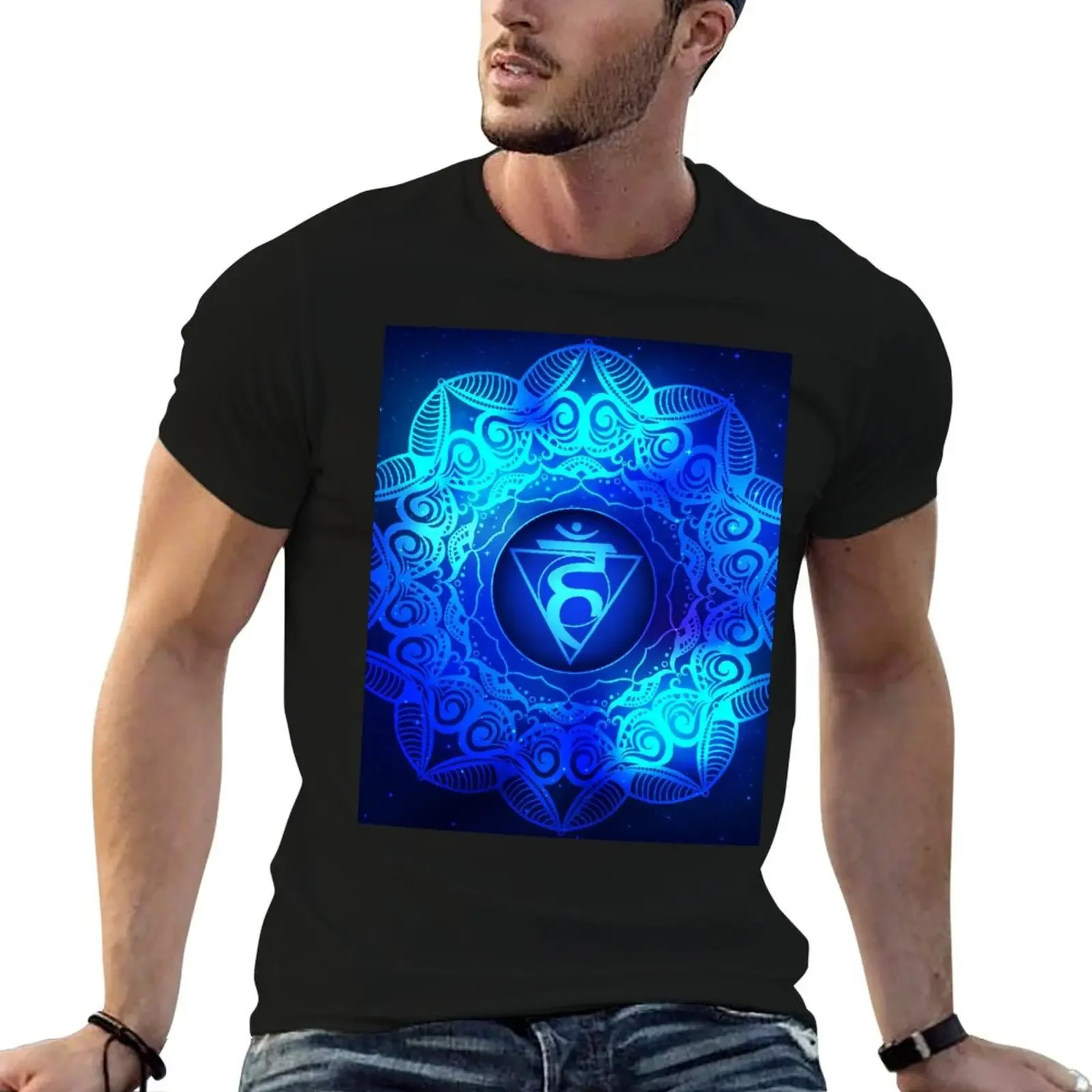 Throat Chakra Mandala - 04 WO T-Shirt cute clothes Blouse man clothes blue archive plus size men clothing