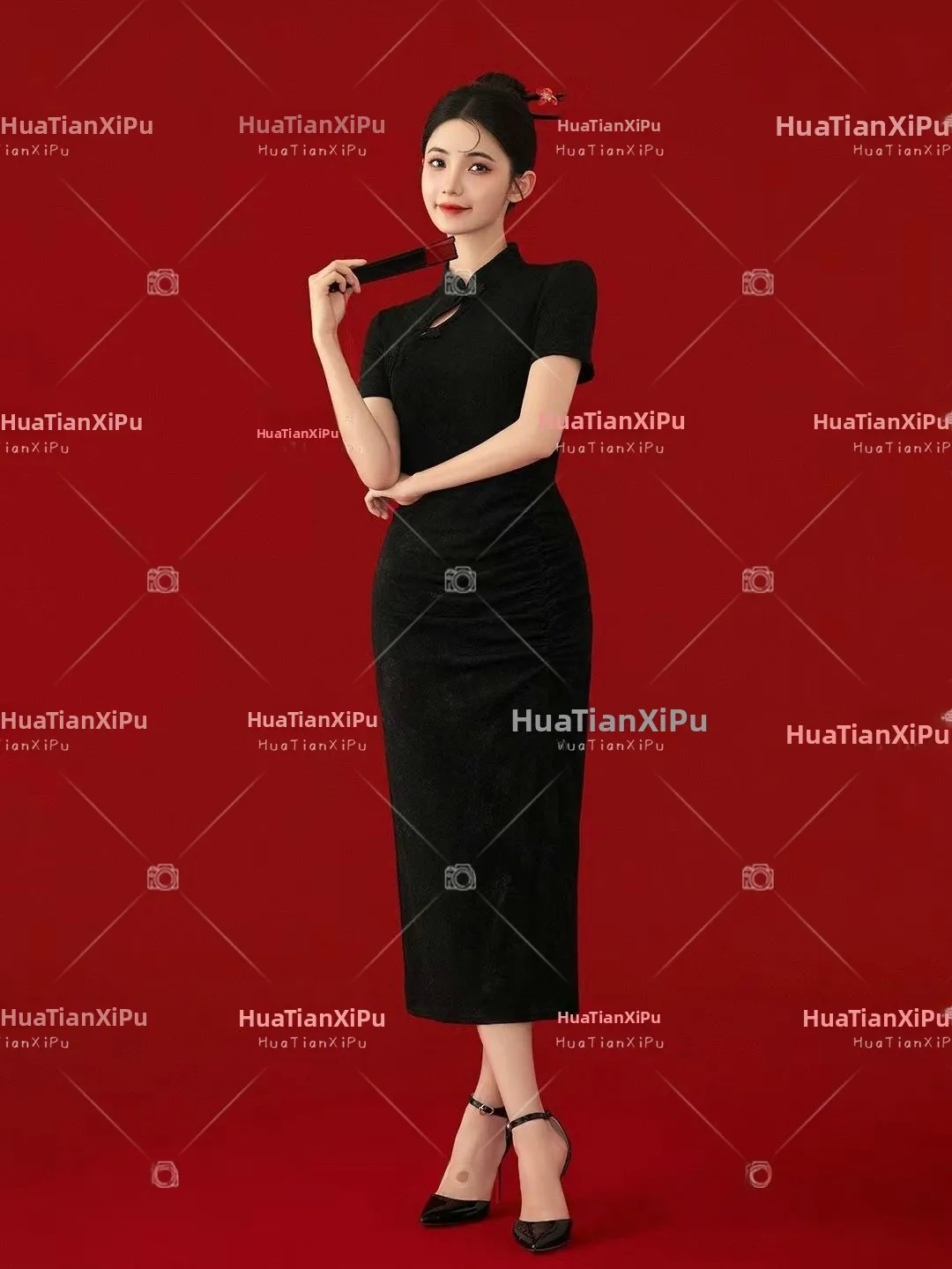 

Новый стиль: Китайский традиционный черный костюм для фотосъемки в студии, портретов и художественных фотографий. Весна 2024.