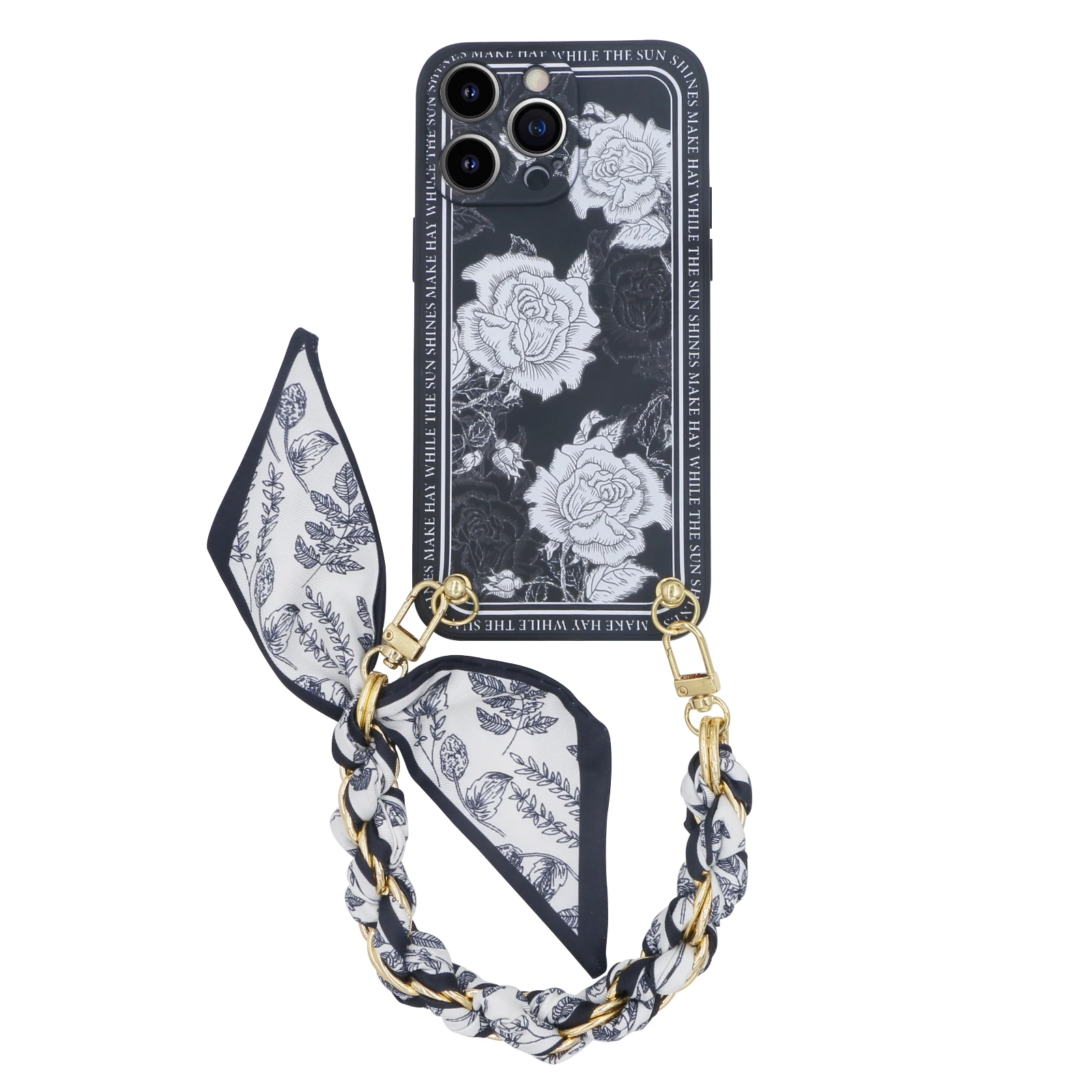 Designed for iPhone 14 Pro Max Case,Black Rose Pattern Silicone Shockproof iPhone 14 Pro Max Phone Case with [Soft Anti-Scratch