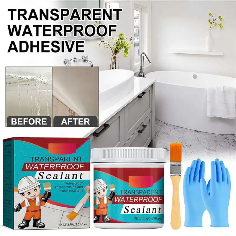 

Waterproof Coating Sealant Agent Transparent Invisible Paste Glue With Brush Adhesive DIY Repair Home Roof Bathroom Sealers