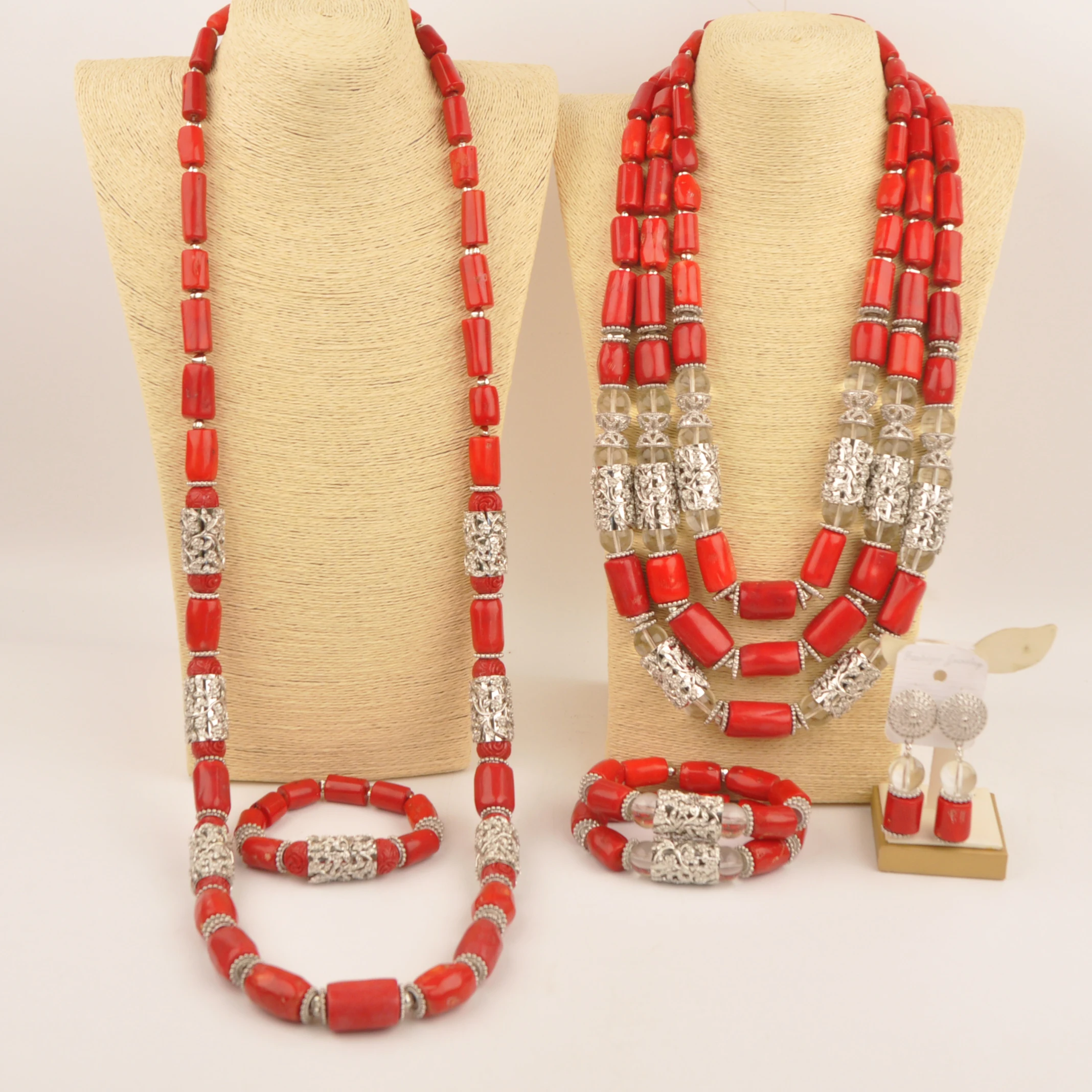 

Wedding Coral Necklace African fashion Red jewellery set Nigeria