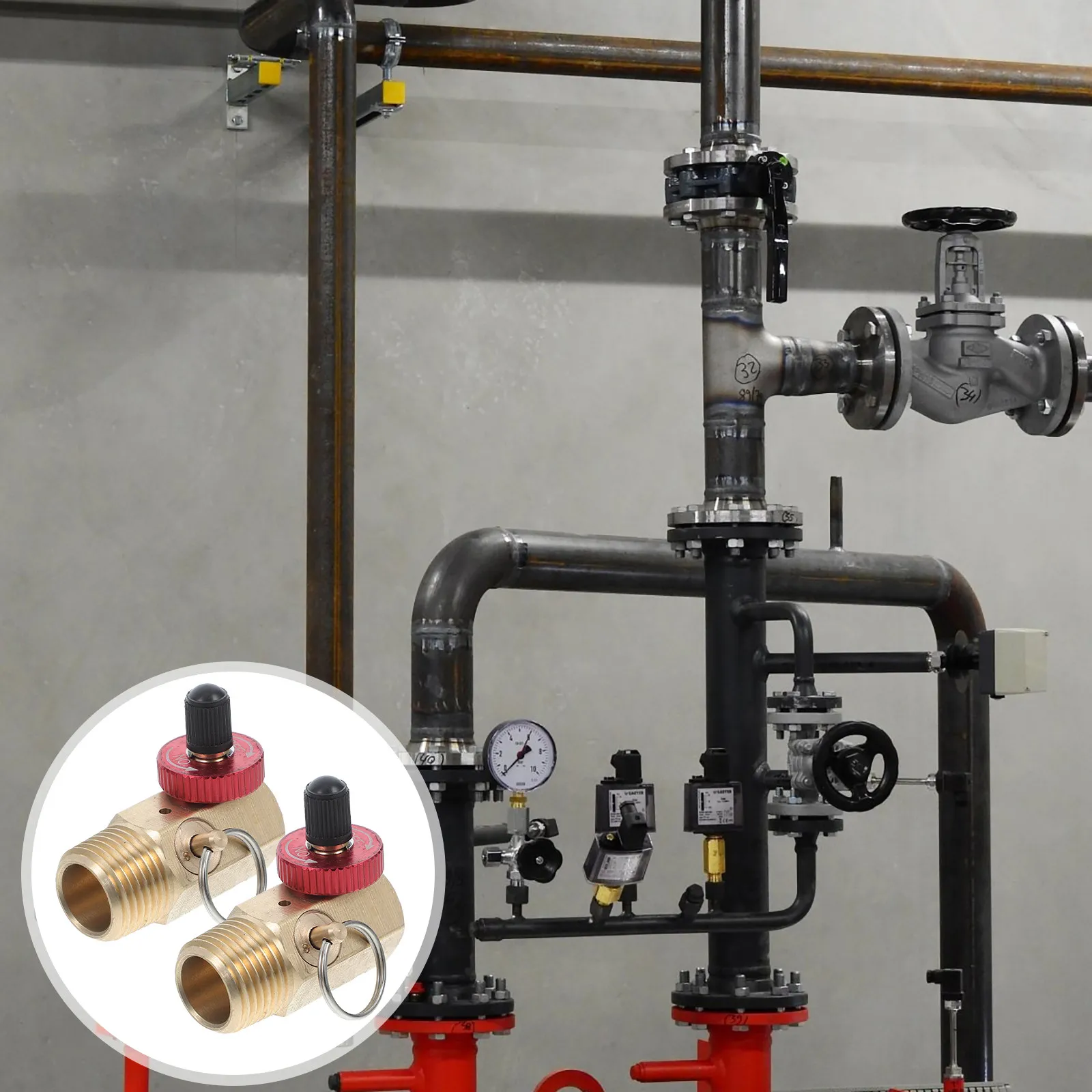 

Комплект из 2 латунных комбинированных предохранительных клапанов для сброса давления и байпаса, стандартный интерфейс для порта коллектора воздушного ресивера, портативный компрессор для регулирования давления воздуха