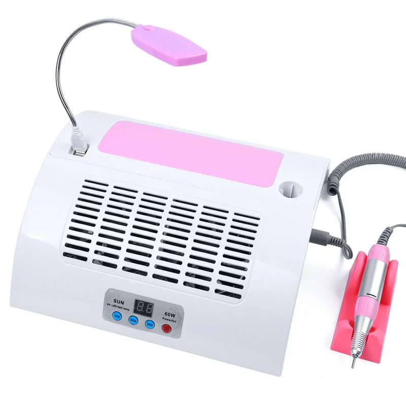 UV Led Nail Lamp Gel Polish Dryer Electric Drill Machine Nail Dust Collector Fan Vacuum Cleaner Multifuncion Manicure Machine