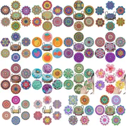 CHENISTORY 6pcsets Diamond Painting Coasters Kits With Holder Mandala Flowers Diamond Coasters Art Kits For Adults Home Decor