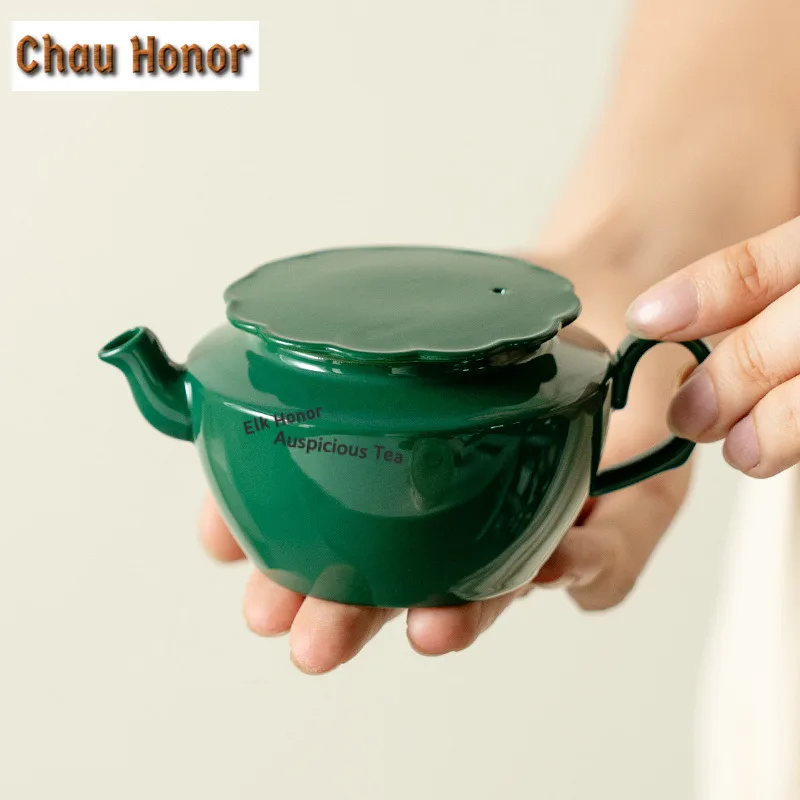 

120ml Emerald Green Ceramic Teapot Retro Tea Infuser Pot Tea Maker Kettle With Ball Hole Green Tea Chinese Tea Set Decoration
