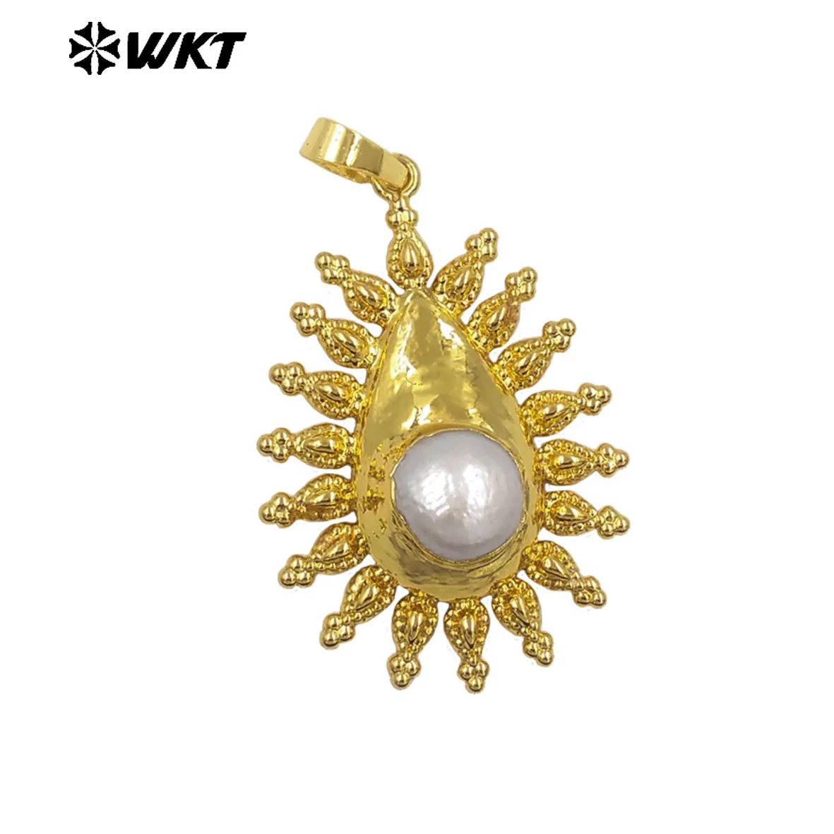 

WT-JP437 Wholesale Unique Design Waterdrop Shape 18K Gold Plated With Natural Freshwater Pearl Pendant Women Necklace DIY