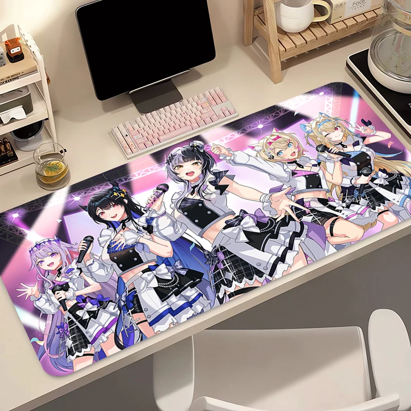 Extra Large Purple Hair Girl with Book Desk Mat, Non-Slip Rubber Base Gaming Mouse Pad for PC Laptop Office Home