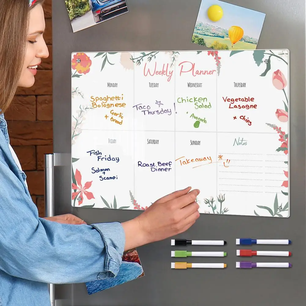 Durable Acrylic Board Organizational Magnetic Stickers Transparent Acrylic Weekly Planner Message Board for Smooth Writing