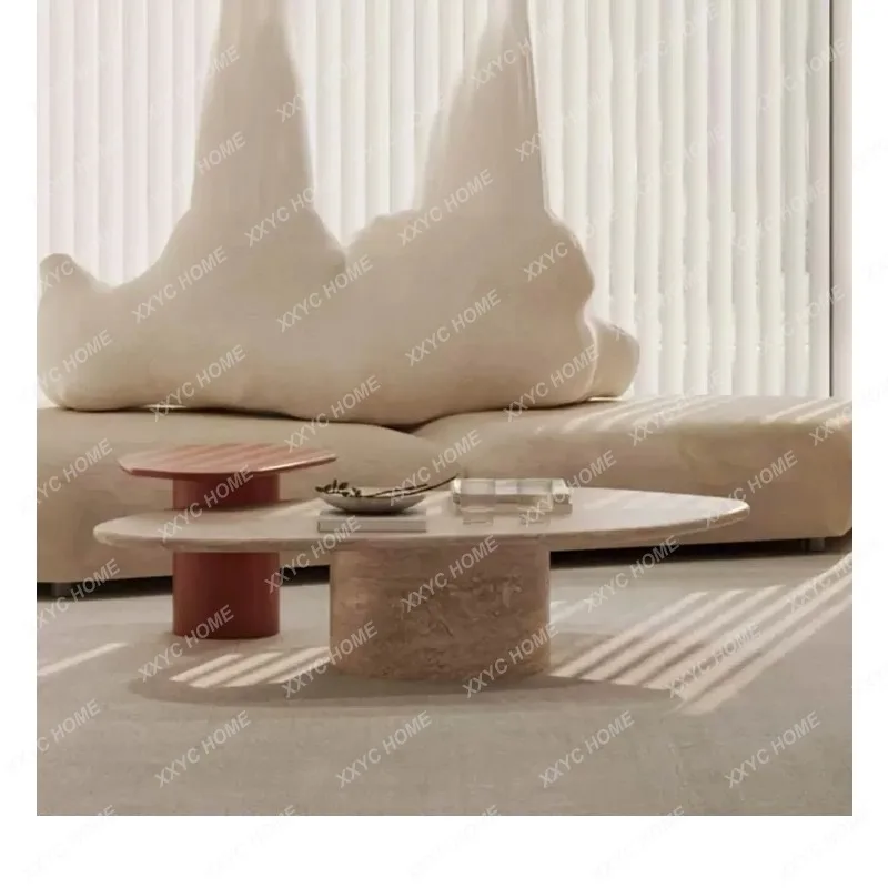 XXFactory Direct**Wabi Sabi style creative light luxury natural travertine coffee table living room sofa fashion