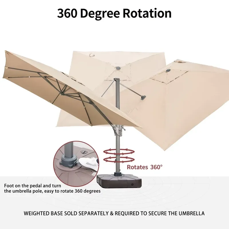 

[280 Grams Canopy Polyester]CE+MSDS+ISO+EORI Certificates Garden Umbrella Silver/Wood Pole Pretty Strong Solar Light Parasol
