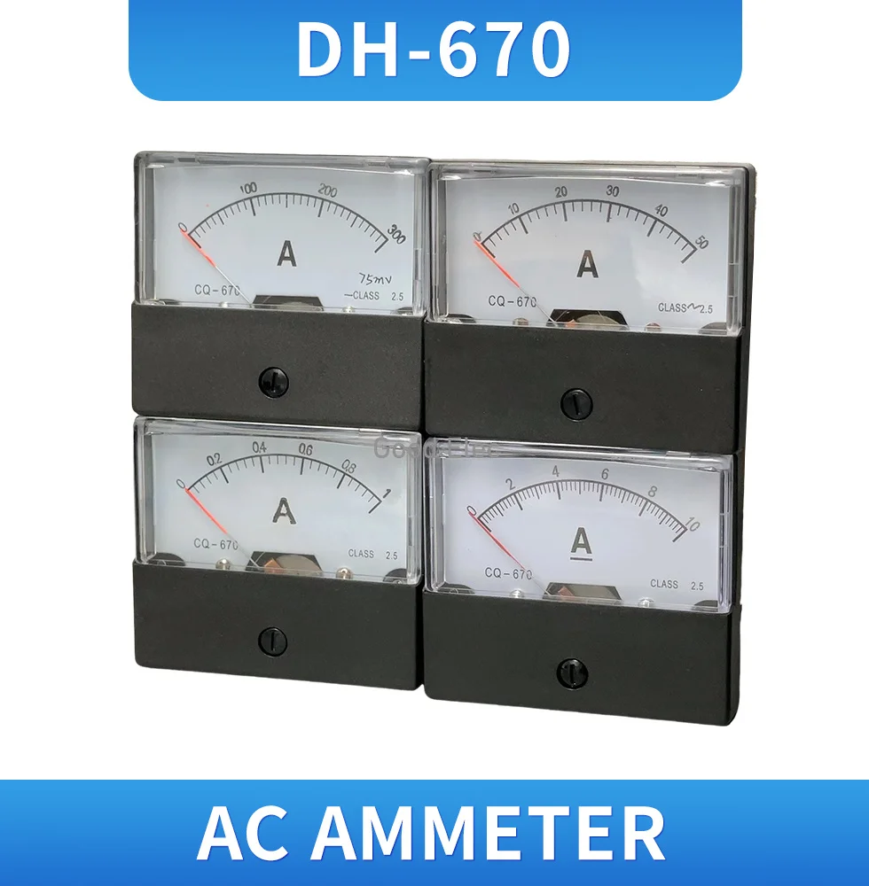 DC DH670 1A 5A 10A 50A 100A 200A 300A 500A Analog Current Panel Meter Ampere Ammeter