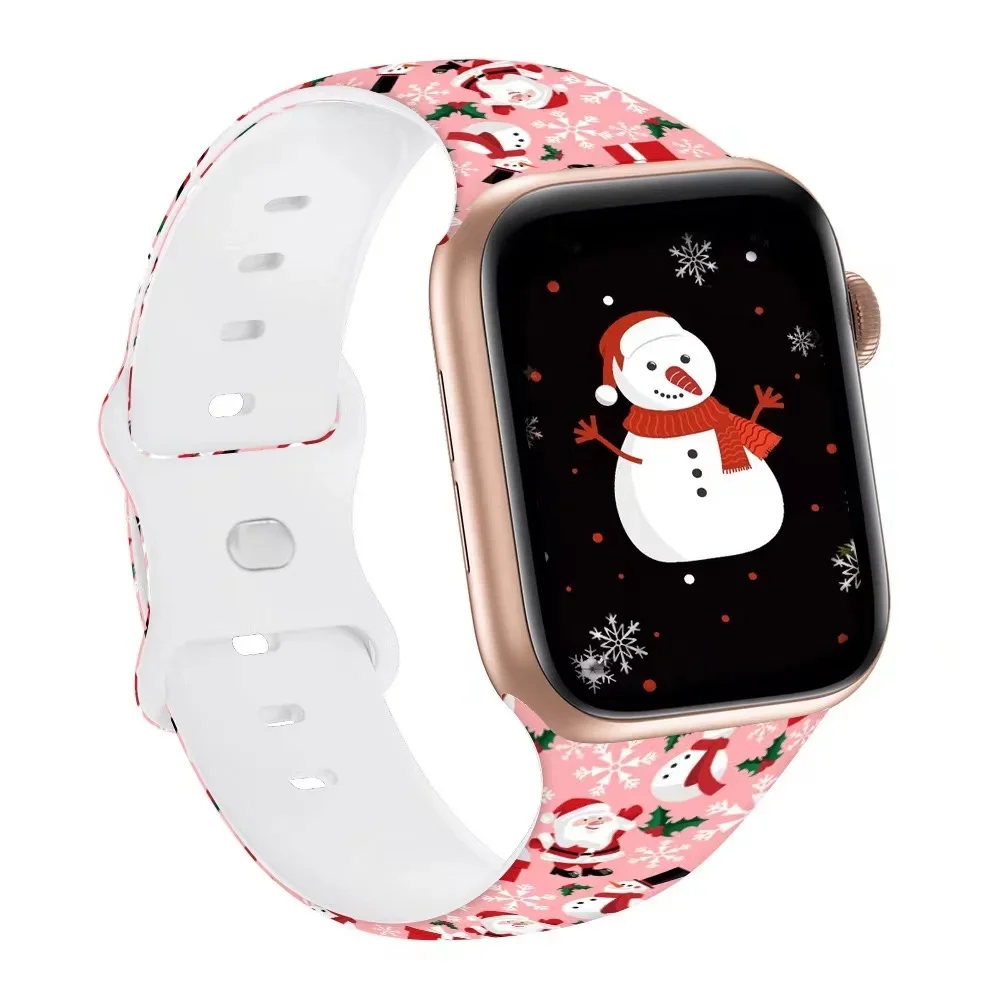 クリスマスシリコンストラップ,Apple Watch用,2, 49mm, 10mm, 42mm, 46mm, 9mm,8,7,45mm, 41mm,ブレスレットiwatch 6、5、4、3、se、44mm、42mm、40mm