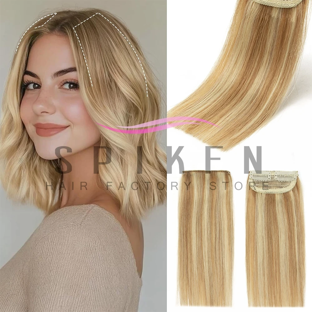 Mini Clip In One Piece Hair Pad On Both Sides Real Natural Human Hair Remy for Women Clips in Human Hair Extensions