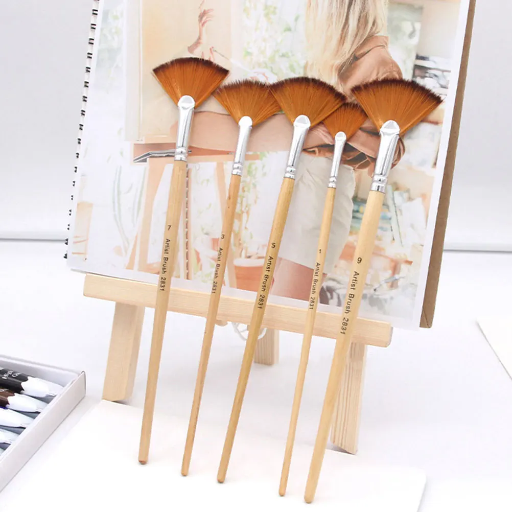 10Pcs Painting Brush Set Flat Designed Multi-Function Watercolor Brushes for Practicing Paint Supply Comfortable