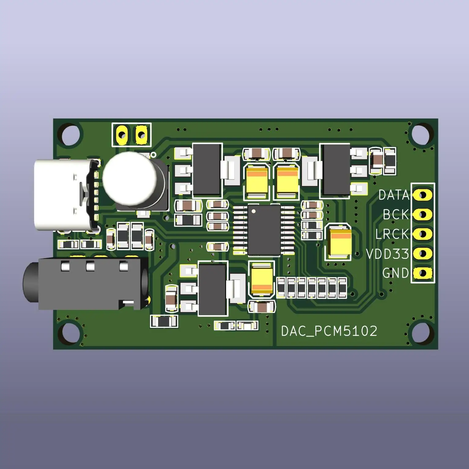PCM5102A I2S Digital Audio Input DAC Decoder Board to 3.5 Analog Output Module
