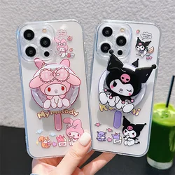 Cartoon Sanrio Kuromi My Melody Cases For iPhone 15 14 13 12 11 Pro Max Cute Soft Silicone Magnetic Attraction Transparent Cover