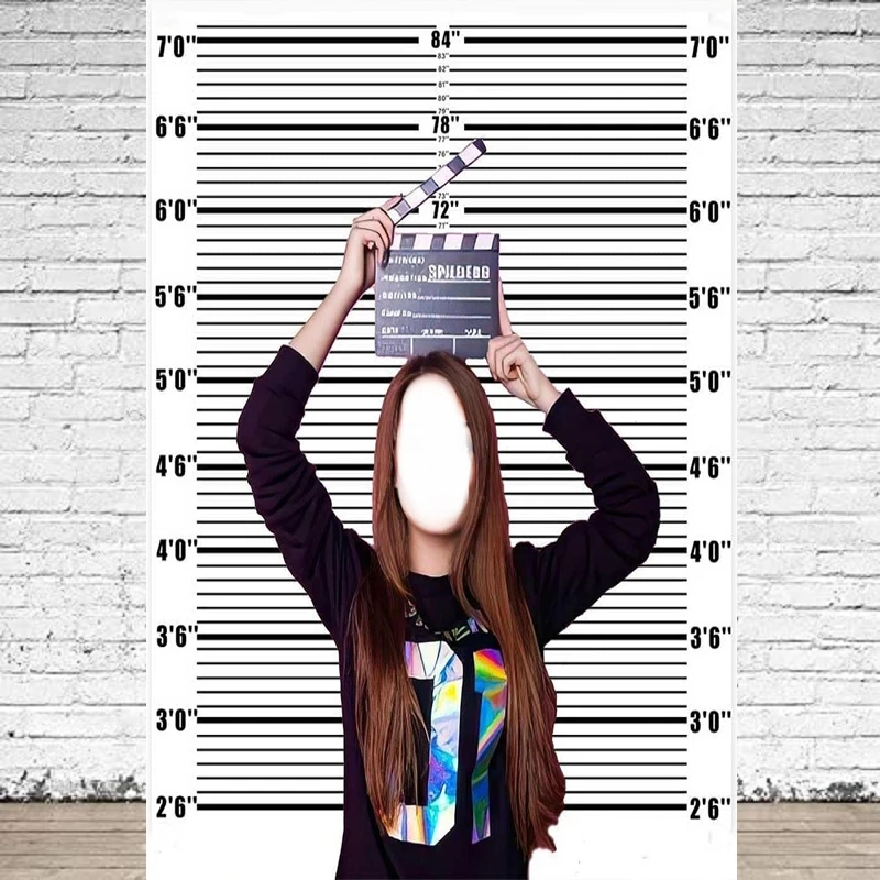 Photography Backdrop Mugshot Police Lineup Height Charts Banner Pretend Play Party Game For Boy Girl Birthday Background Wall