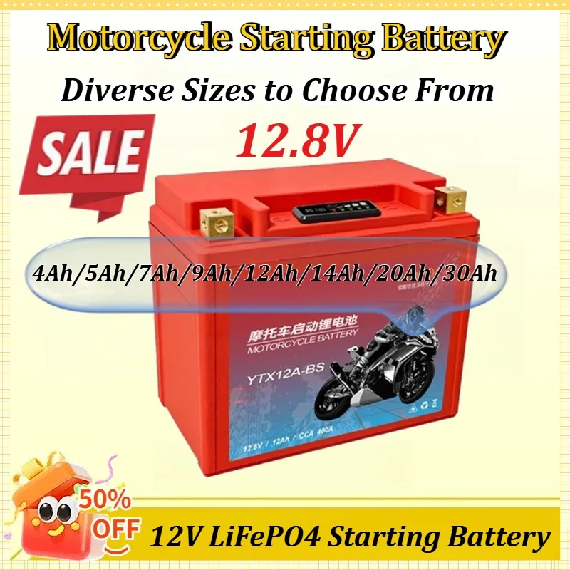 

12V LiFePO4 Starting Battery for Motorcycle Universal Battery Pack for Motorbikes Electric Built in BMS Voltage Protection ATV