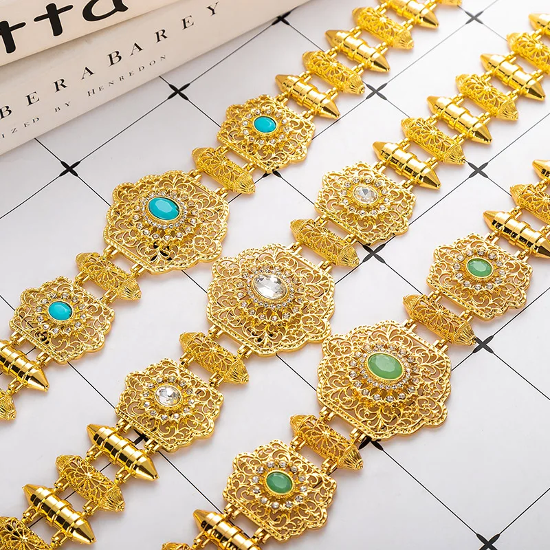 

Moroccan Gold-Plated Wedding Belt for Women Hollow Pattern Versatile Arabic Wedding Jewelry Suitable for Multiple Occasions