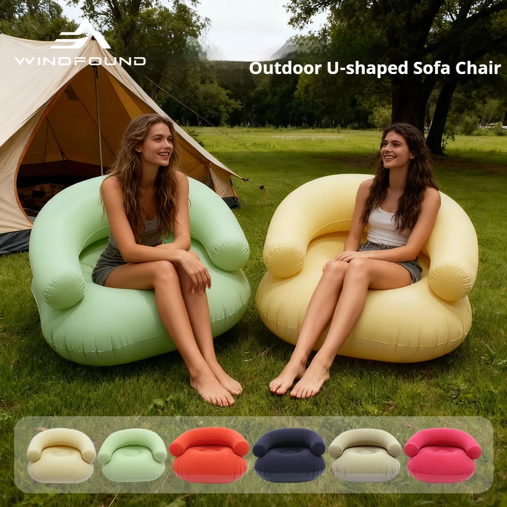 Portable Inflatable U-shaped Leisure Lazy Sofa with Armrests Essential for Camping Suitable for Camping Beach and Home Use