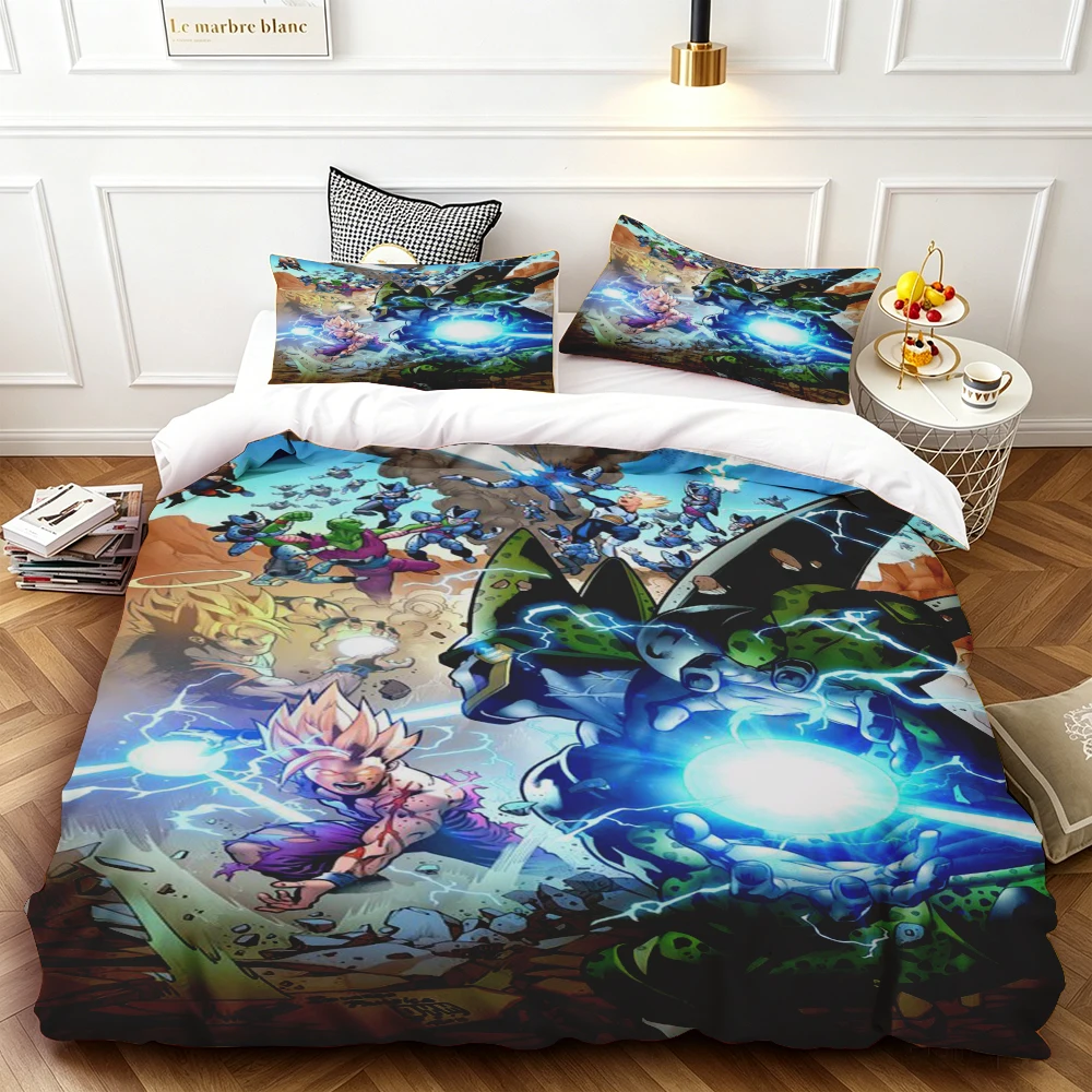 

3pcs Duvet Cover Set Dragon Ball Cartoon Quilt Cover Bedding Set Soft and Skin-friendly for Kids Bedroom Single Twin