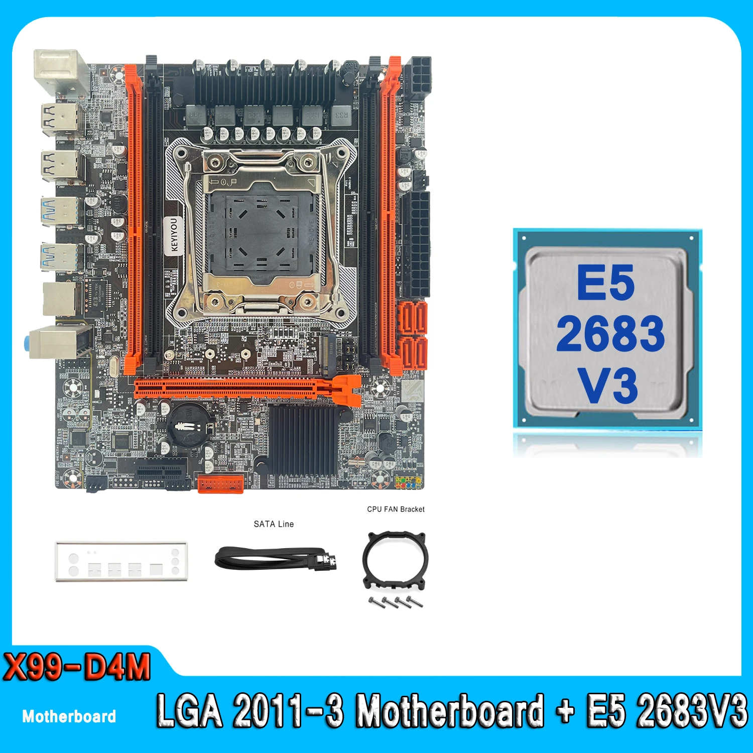 

Kit Xeon X99 D4M Motherboard LGA 2011-3 Kit Xeon E5 2683 V3 CPU PCI-16 USB3.0 server M-ATX NVME M.2 E5 2683V3 Motherboard Set