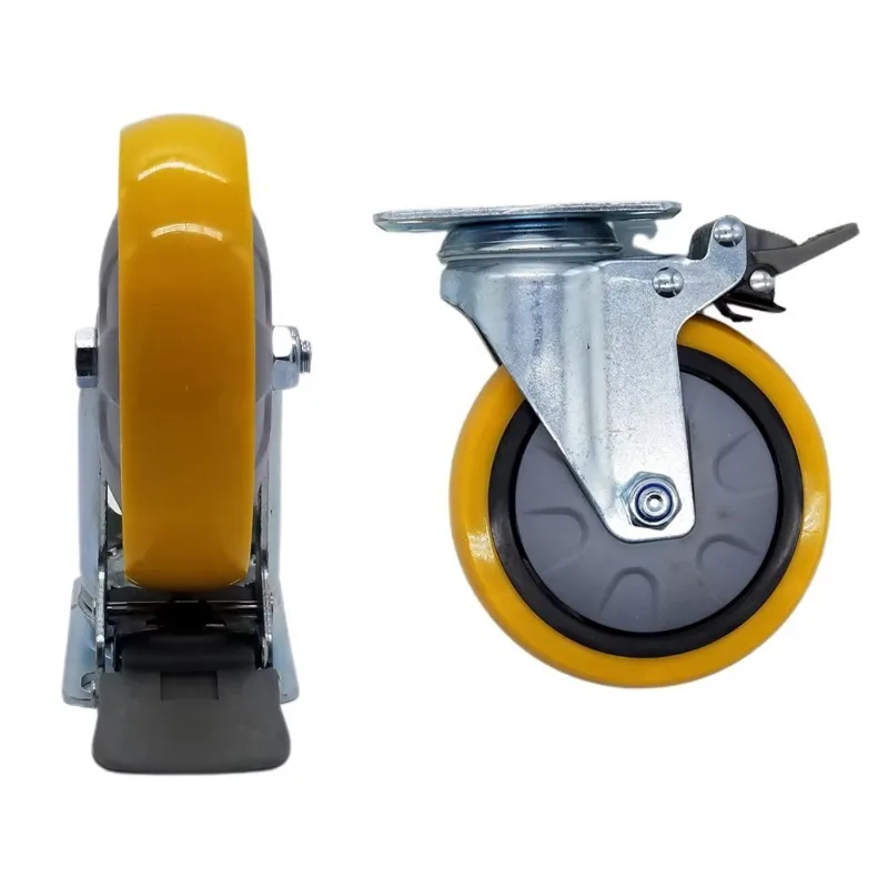 Long Service Life High Load Locking Swivel 5 6 Inch TPE Industrial Plate Wheel for Trolley