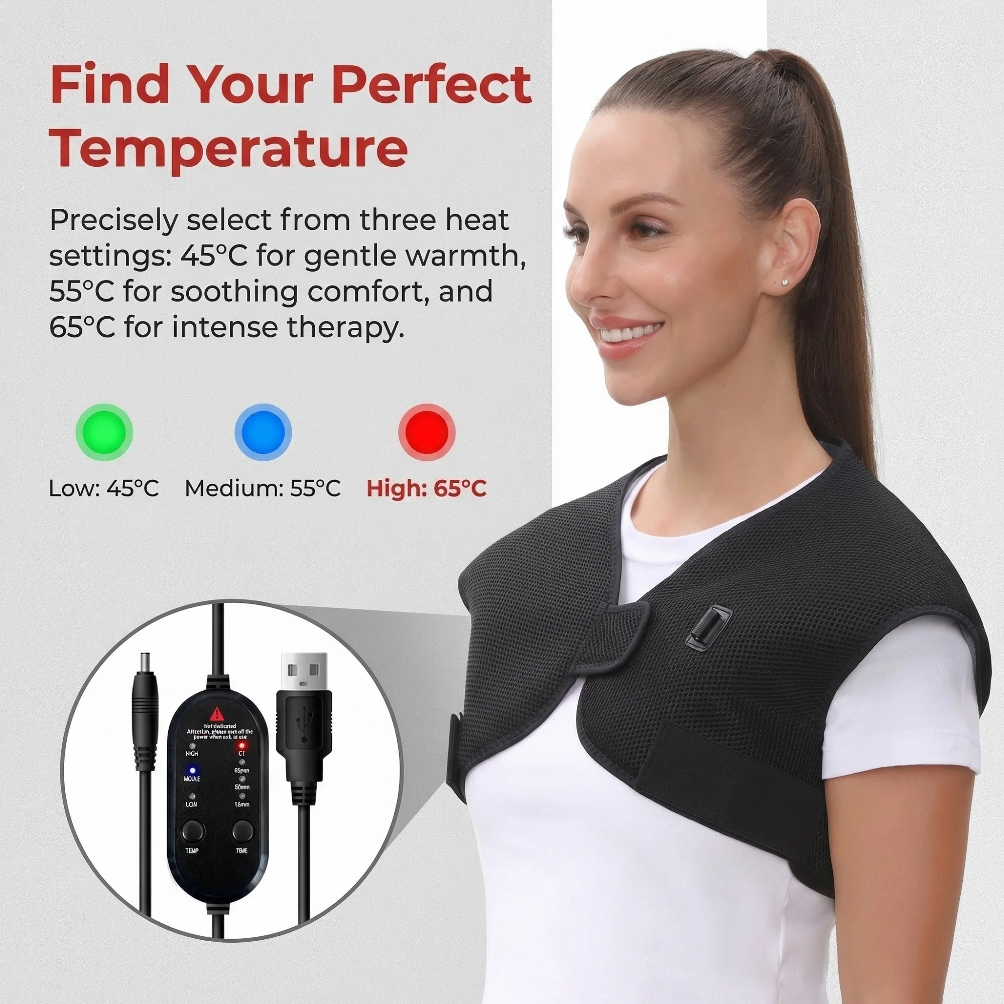 Winter Intelligent Heated Vest Fast Heating 3 Heating Zones 3 Temperature Settings USB Port Suitable for Women Man Parents Gift