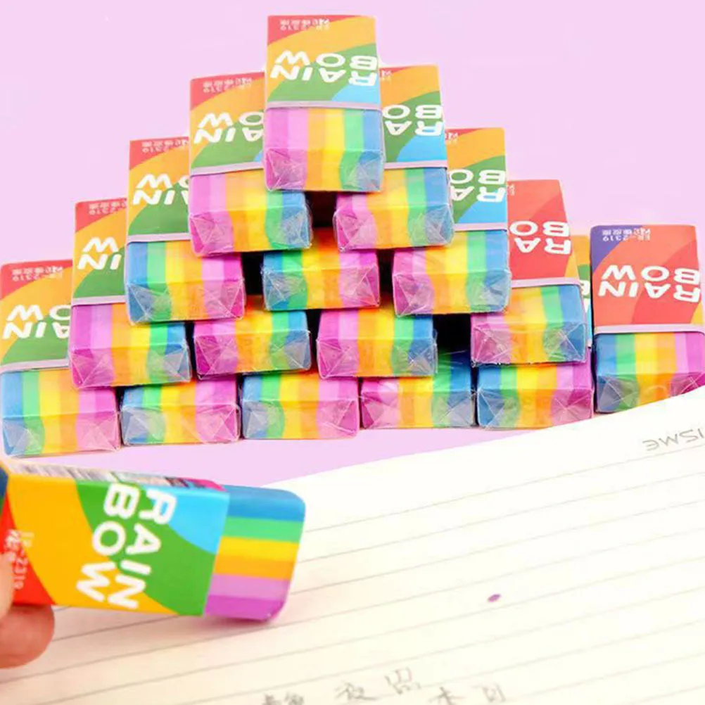 

20Pcs Multicolor Pencil Erasers Mini Sketch Erasers Durable Practical Supplies School Accessories Accessories