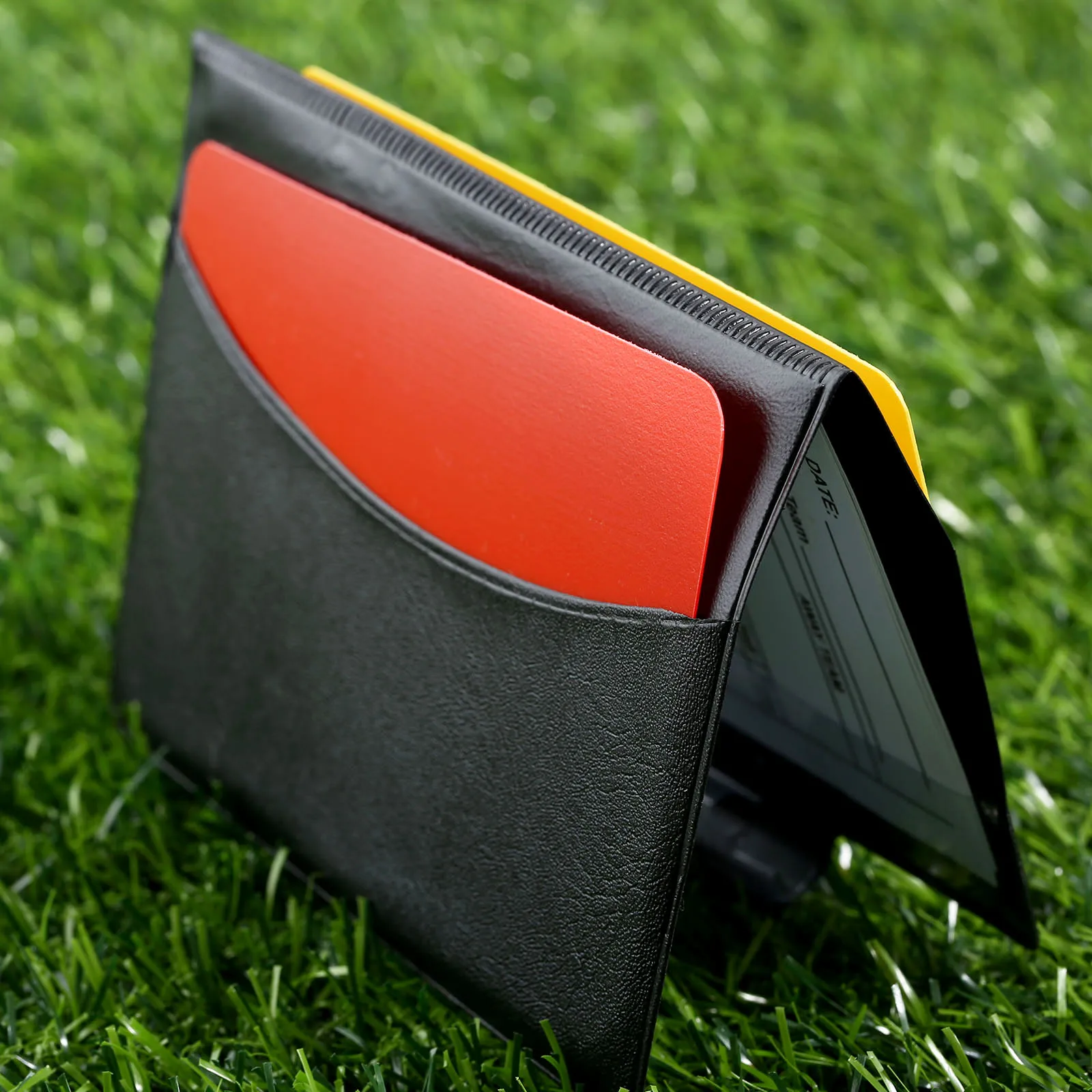 1개 축구 경기 심판 용품 레드 카드/옐로우 카드 심판 게임 용품 홀스터+펜 포함 축구 장비 연필 지갑