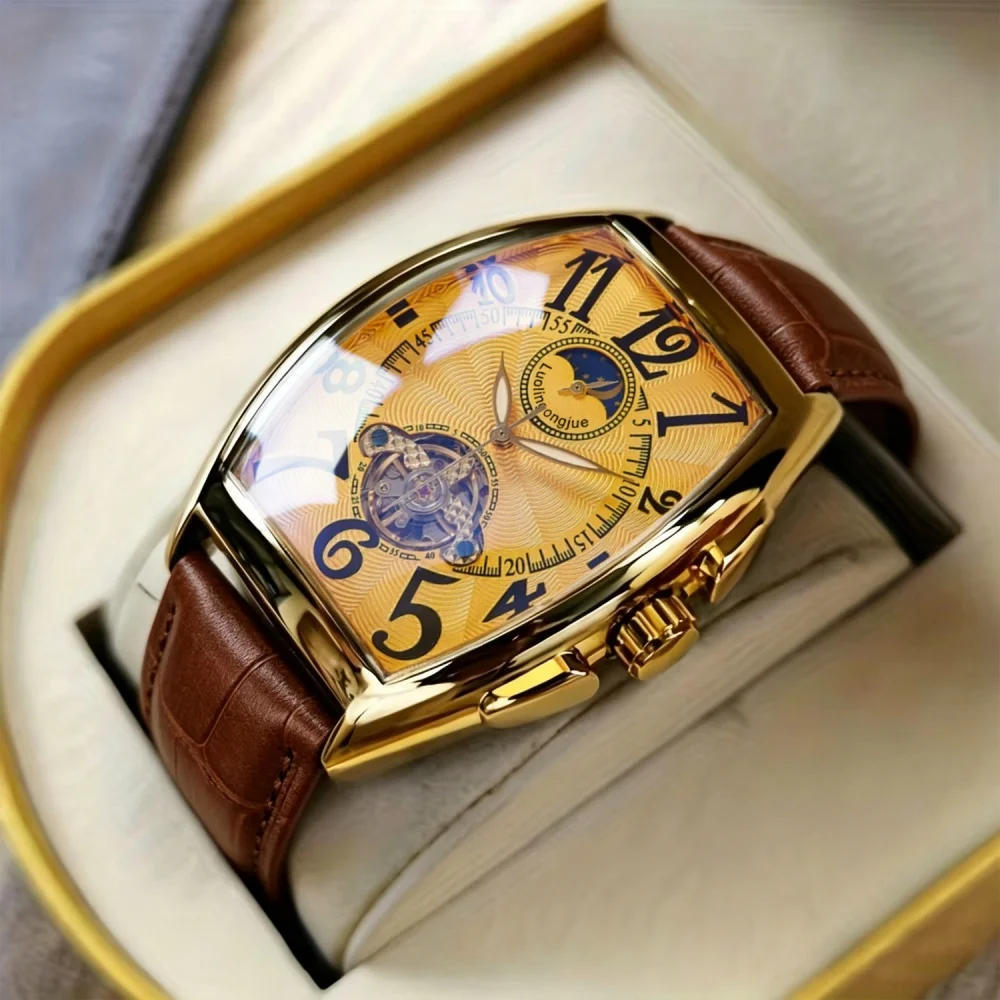 New Hollow-Out Men's Mechanical Watch, Business Luxury Waterproof Luminous Wristwatch, Trendy Retro Versatile Men's Watch, Fully Automatic Movement, Durable, High-End Elegant Men's Watch, Top-Selling Cross-Border Item, Preferred Choice for Workplace, Daily Use, Dating, and Gift-Giving