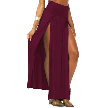 High-Waist Double-Slit Maxi Skirt 4 New Arrival High Waisted Sexy Womens Double Slits Summer Solid Long Maxi Skirt Wholesale 51 Valentine's Day Gifts 4