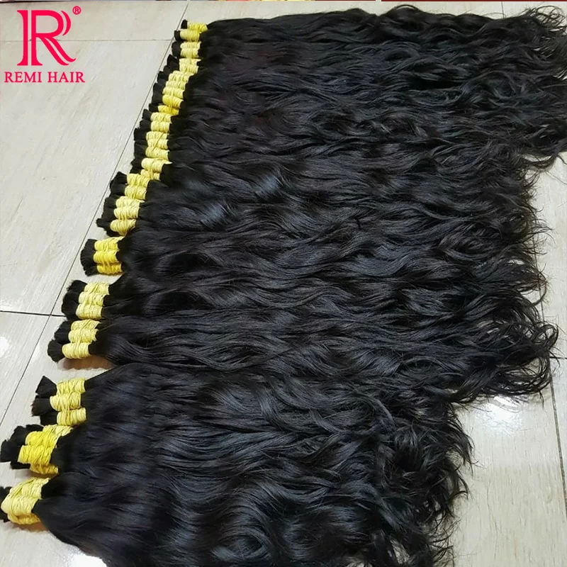 Human Hair Bulk No Weft Remy Hair Extensions 100% Real Human Hair Braiding Natural Black Wavy Indian Hair Original Hair Weaving