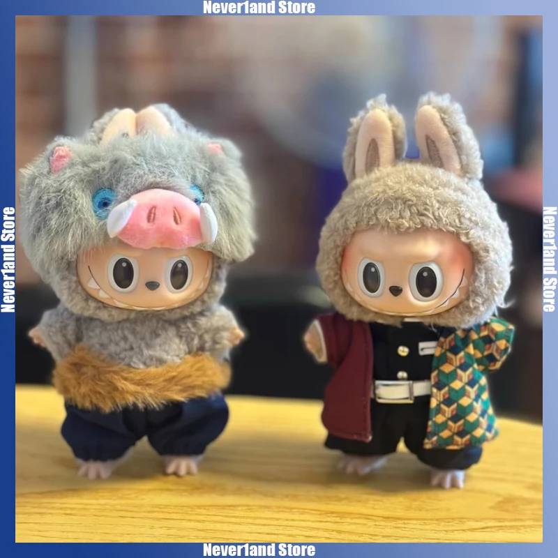

For Labubu Clothes Cartoon Demon Slayer Nezuko Tanjiro Haori Team Uniform Set Mini Plush Doll Clothing Fashion Doll Accessories