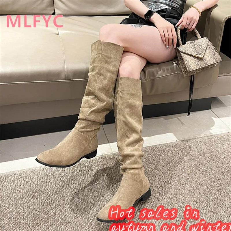 

2023 Autumn/Winter New French Fashion Retro Stacked Boots High Barrel Women's Boots Western Denim Boots boots women