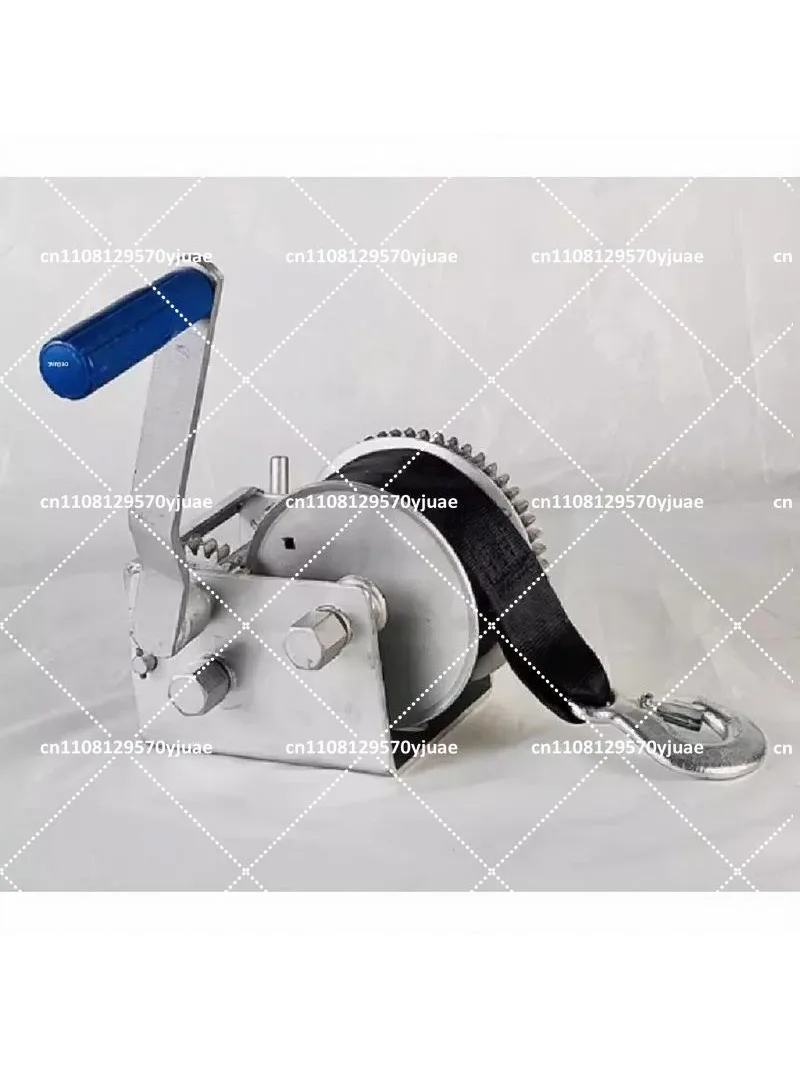 2-Speed Hand Crank Winch 900KG 2.6T for Boat Trailer, Heavy Duty Webbing Winch with Strap, Marine Trailer Accessory