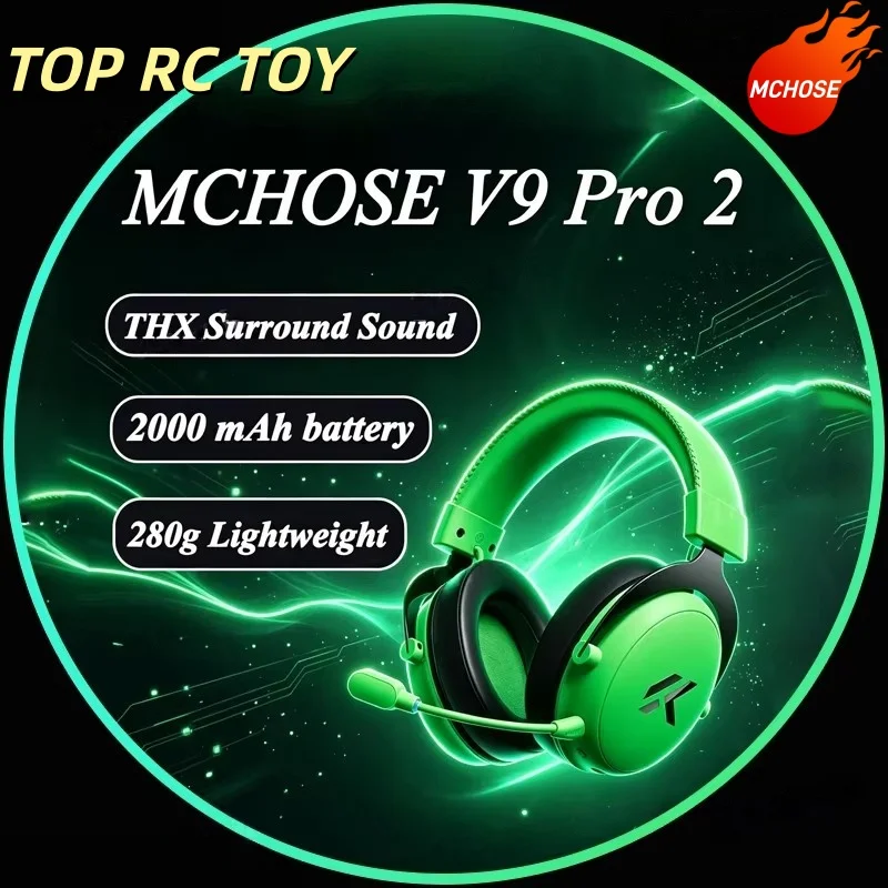 mchose-v9-pro-2-over-ear-gaming-headset-berry-red-four-mode-wireless-bluetooth-wired-thx-audio-2000mah-280g-lightweight-pc-gift