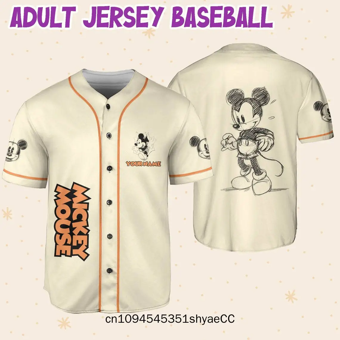 Personalize Mickey Classic Sketup Custom Kids, Youth, Adult Disney Baseball Jersey Sports Outfits Cute Gifts For Fans Disney