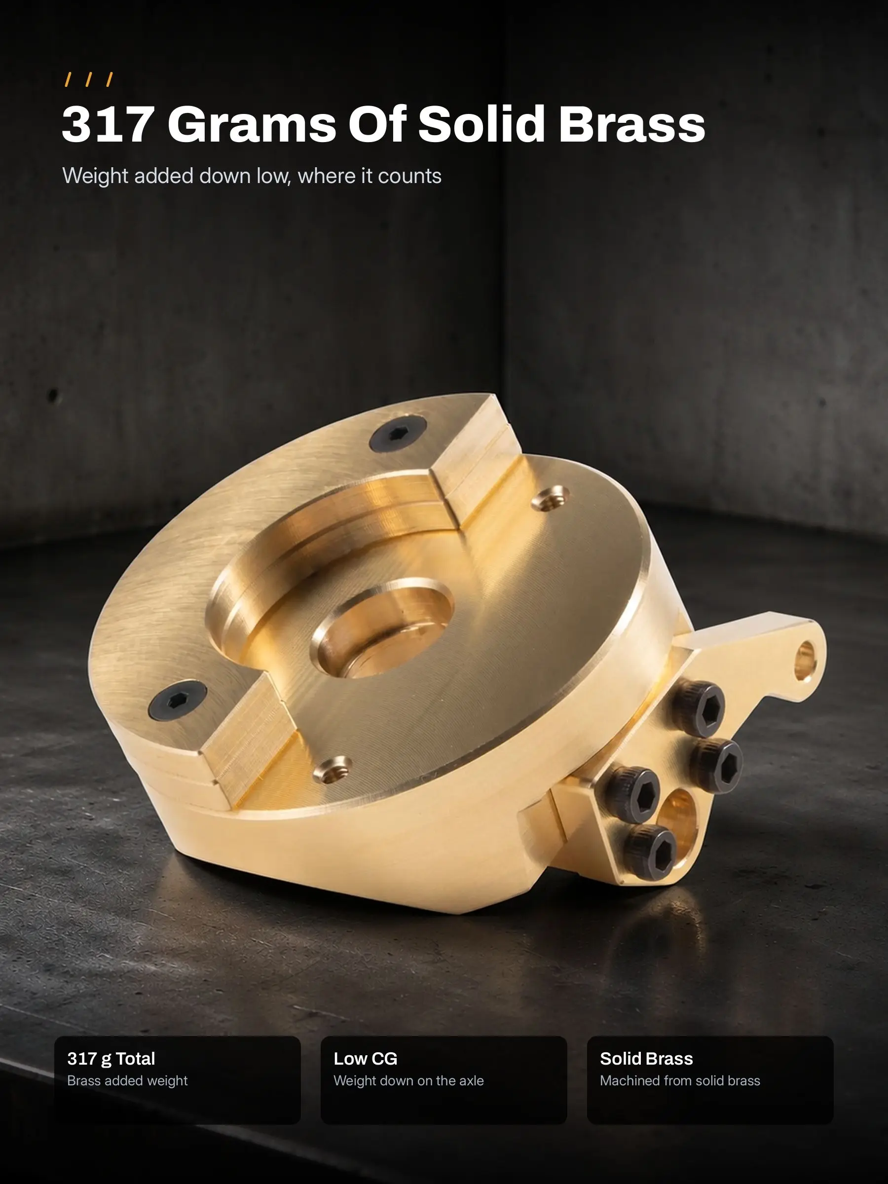 Fits Vanquish H10 Axle 317g Brass Steering Knuckle Weights Front Axle Low CG Split Design 1/10 RC Crawler Upgrade Parts