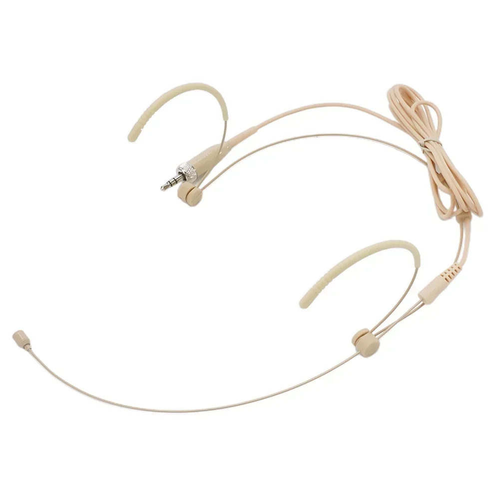 1pc Double Earhook Headset Mic Headworn Microphone For Wireless Beige 1.2m Wire Omnidirectional Condenser Cartridge