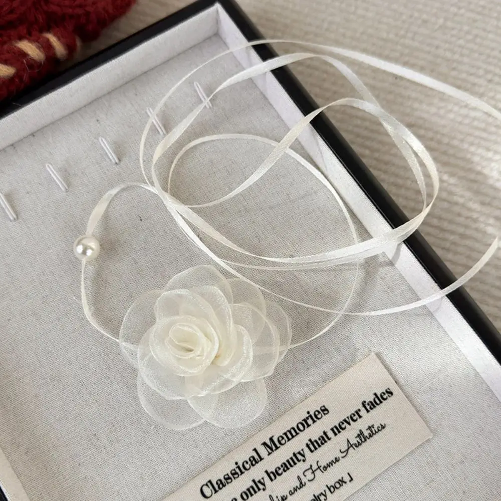 

Classic Retro 3D Rose Flower Necklace Elegant Strappy Collar Necklace Super Fairy Romantic Clavicular Chain Party Supplies
