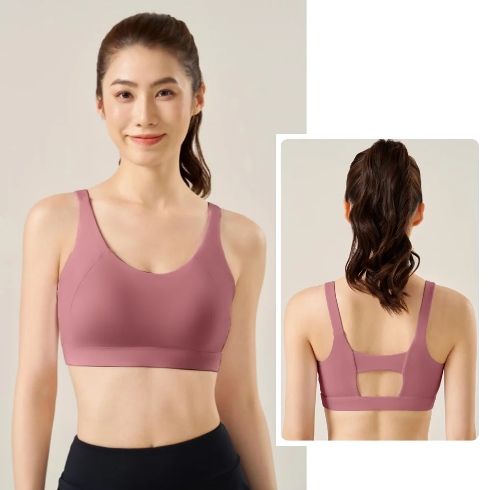 Naked Sports Bra Women Hollow Out Back Shock-absorbing Push Up Tank Top Quick Drying Solid Color Fitness Running Yoga Underwear
